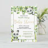 Invitation Baby shower de bambou vert Panda neutre pour les f (Debout devant)