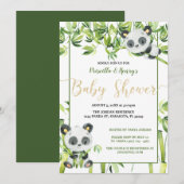 Invitation Baby shower de bambou vert Panda neutre pour les f (Devant / Derrière)