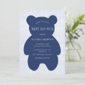 Invitation Baby shower de bande de l'ours bleu de la Marine (Debout devant)