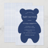 Invitation Baby shower de bande de l'ours bleu de la Marine (Devant / Derrière)