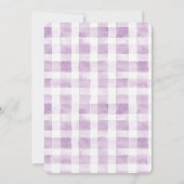 Invitation Baby shower de bandes Plaid violet blanc (Dos)