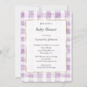 Invitation Baby shower de bandes Plaid violet blanc (Devant)
