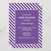 Invitation Baby shower de bandes violettes/blanche (Devant / Derrière)