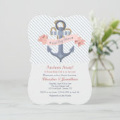 Invitation Baby shower de bannière Ancre rose (Debout devant)