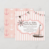 Invitation Baby shower de bannière du Parti Nautiq (Devant / Derrière)