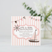 Invitation Baby shower de bannière du Parti Nautiq (Debout devant)