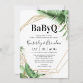 Invitation Baby shower de barbecue géométrique tropical (Devant)