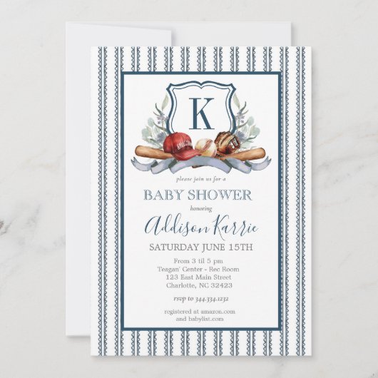 Invitation Baby shower de base-ball (Devant)