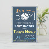 Invitation Baby shower de base-ball (Debout devant)