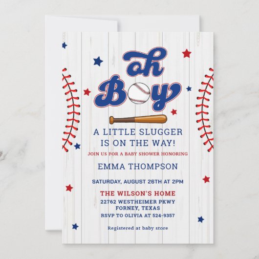 Invitation Baby shower de base-ball (Devant)