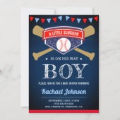 Invitation Baby shower de base-ball de base-ball de la Marine (Devant)
