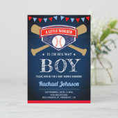 Invitation Baby shower de base-ball de base-ball de la Marine (Debout devant)