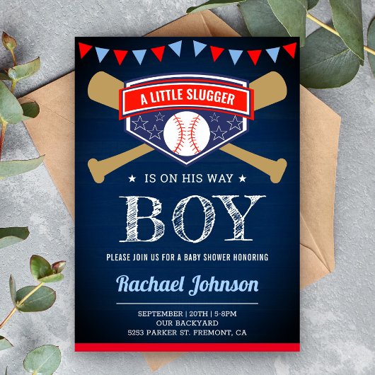 Invitation Baby shower de base-ball de base-ball de la Marine