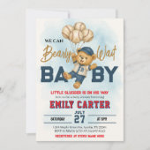 Invitation Baby shower de base-ball Little Slugger Bearly Wai (Devant)