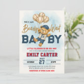 Invitation Baby shower de base-ball Little Slugger Bearly Wai (Debout devant)