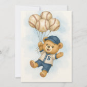 Invitation Baby shower de base-ball Little Slugger Bearly Wai (Dos)