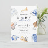 Invitation Baby shower de base-ball numérique personnel garço (Debout devant)