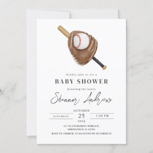 Invitation Baby shower de base-ball simple personnel