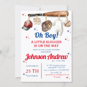 Invitation Baby shower de base-ball sport personnel