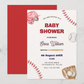 Invitation Baby shower de baseball (Devant / Derrière)