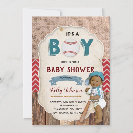 Invitation baby shower de baseball (Devant)