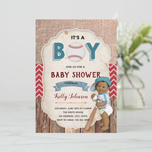 Invitation baby shower de baseball (Debout devant)