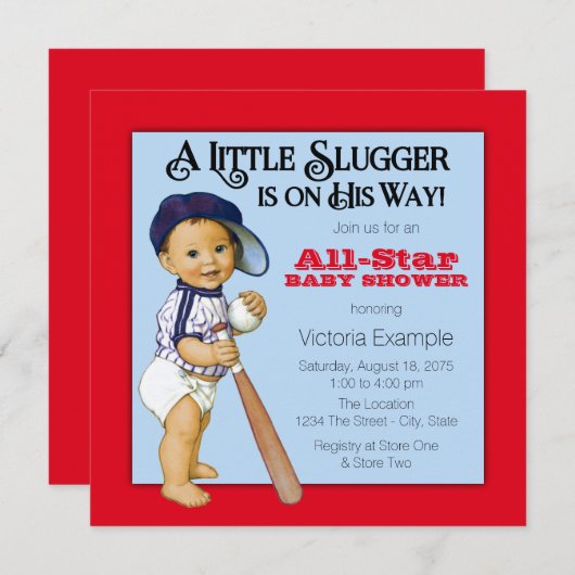 Invitation Baby shower de baseball (Devant / Derrière)