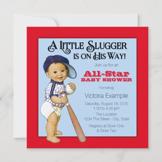 Invitation Baby shower de baseball (Devant)