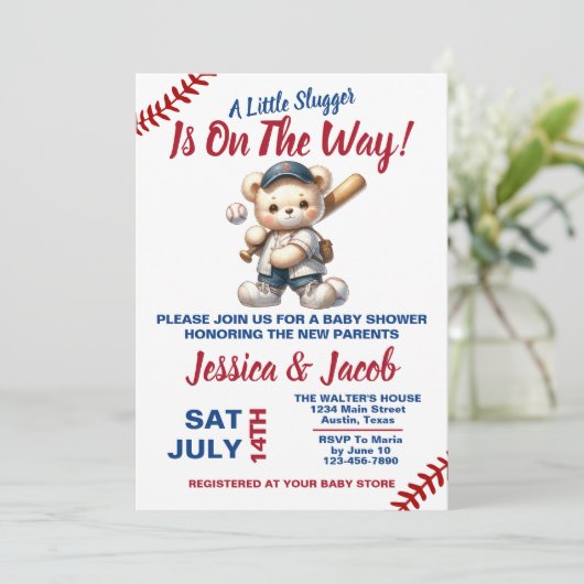 Invitation Baby shower de baseball (Debout devant)