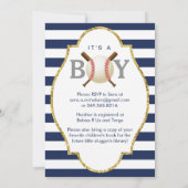 Invitation Baby shower de baseball à thème Boy Navy Blue Stri (Dos)