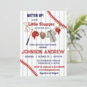 Invitation Baby shower de baseball Batup personnalisé (Debout devant)