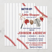 Invitation Baby shower de baseball Batup personnalisé (Devant / Derrière)