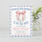 Invitation Baby shower de baseball Coquette (Debout devant)