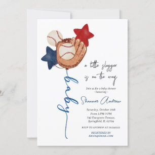 Invitation Baby shower de baseball éditable Little Rookie