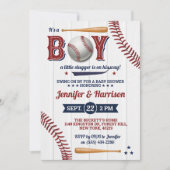 Invitation Baby shower de baseball garçons (Devant)