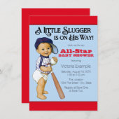 Invitation Baby shower de baseball garçons (Devant / Derrière)