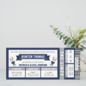 Invitation Baby shower de baseball Invitation, Bleu, Gris (Debout devant)