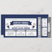 Invitation Baby shower de baseball Invitation, Bleu, Gris (Devant / Derrière)