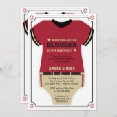 Invitation Baby shower de baseball Jersey Invitation, Rouge,  (Devant / Derrière)