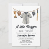 Invitation Baby shower de baseball Little Slugger (Devant)