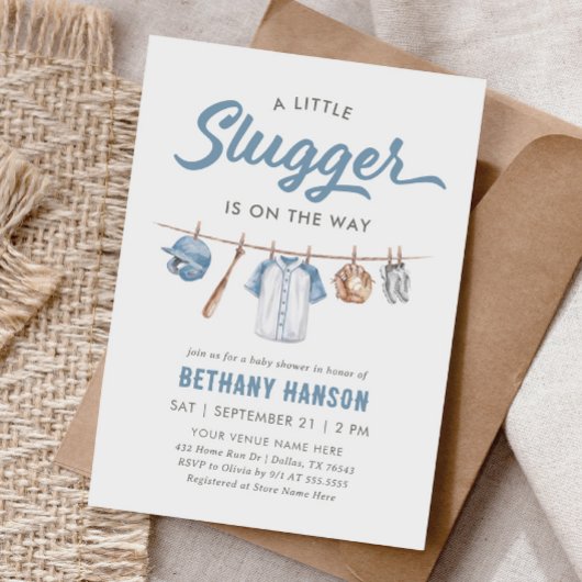 Invitation Baby shower de baseball Little Slugger
