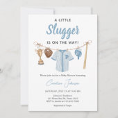 Invitation Baby shower de baseball Little Slugger (Devant)