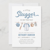 Invitation Baby shower de baseball Little Slugger (Devant)