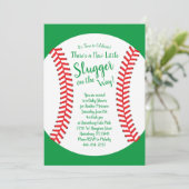Invitation Baby shower de baseball Little Slugger Neutre genr (Debout devant)
