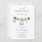 Invitation Baby shower de baseball modifiable garçon (Devant)