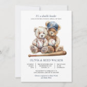 Invitation Baby shower de baseball Nounours Twins (Devant)