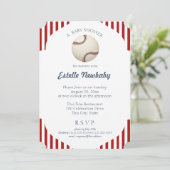 Invitation Baby shower de baseball Park Stripes (Debout devant)