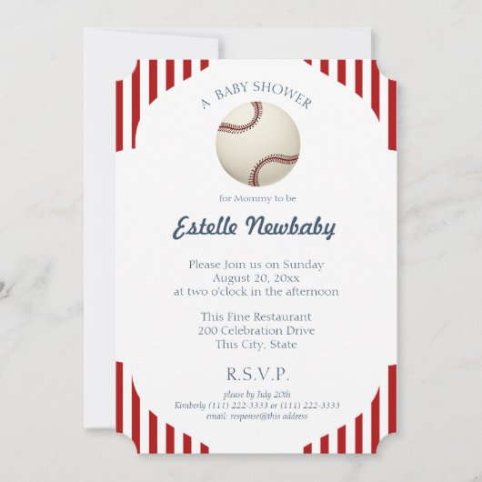 Invitation Baby shower de baseball Park Stripes (Devant)