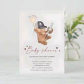 Invitation Baby shower de baseball personnel joli ours (Debout devant)