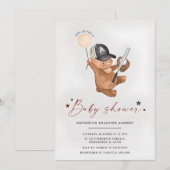 Invitation Baby shower de baseball personnel joli ours (Devant / Derrière)